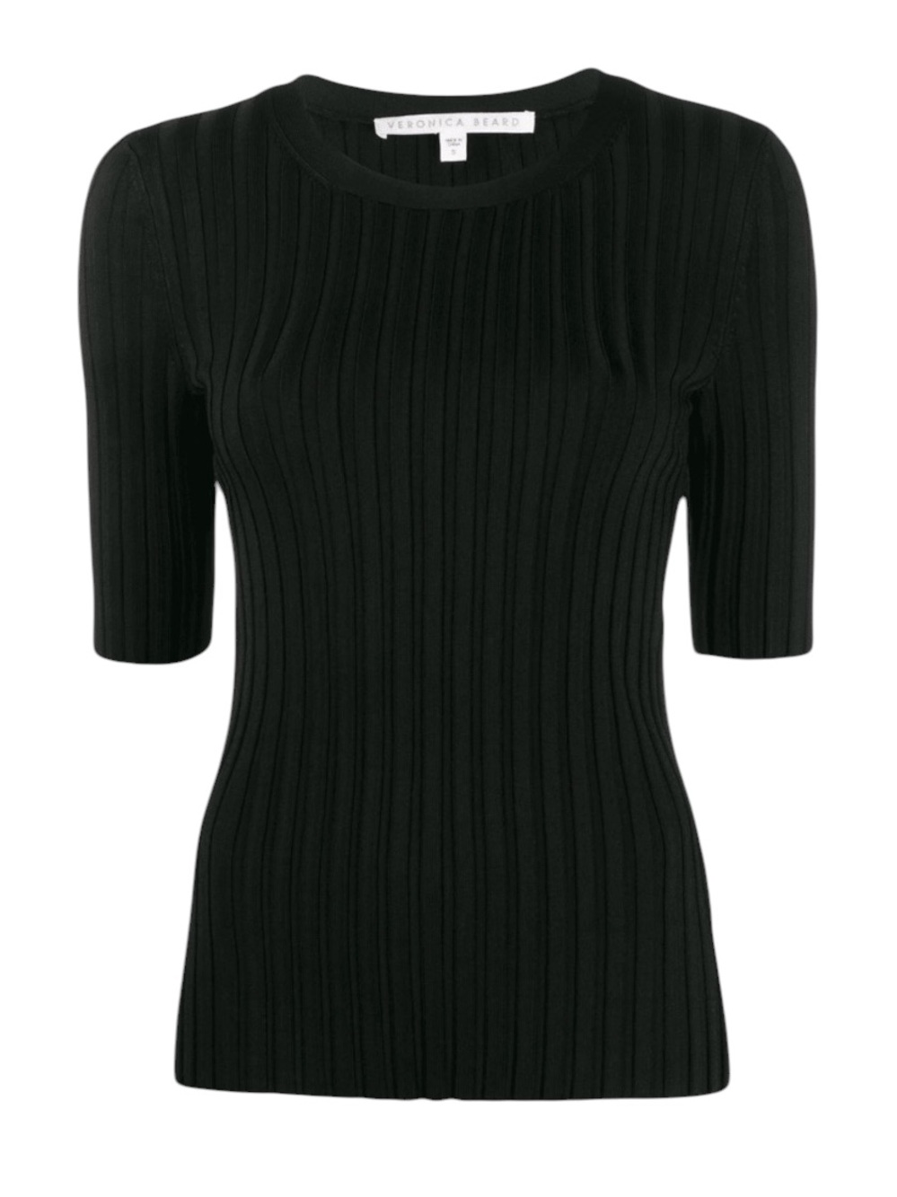 Veronica Beard Dillon Ribbed Jersey Short Sleeve Crew Neck Top, Size M